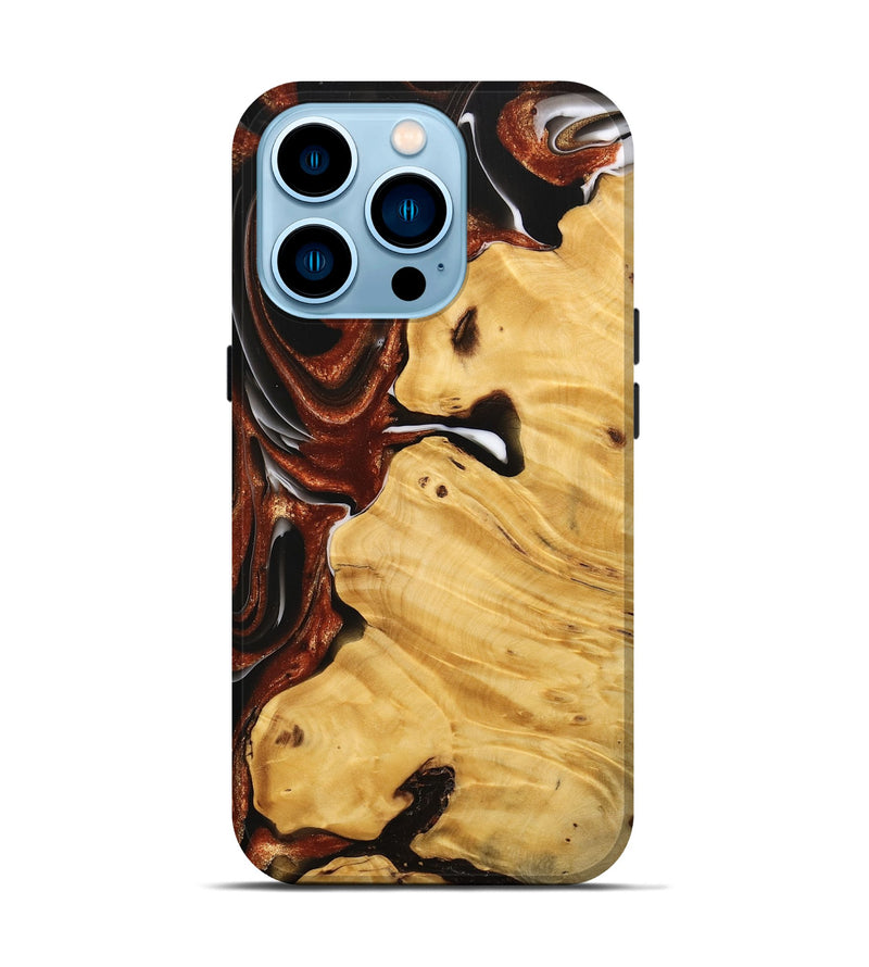 iPhone 14 Pro Wood Live Edge Phone Case - Iteke (Black & White, 734614)