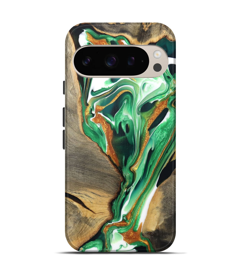 Pixel 9 Pro Wood Live Edge Phone Case - Zino (Green, 734808)