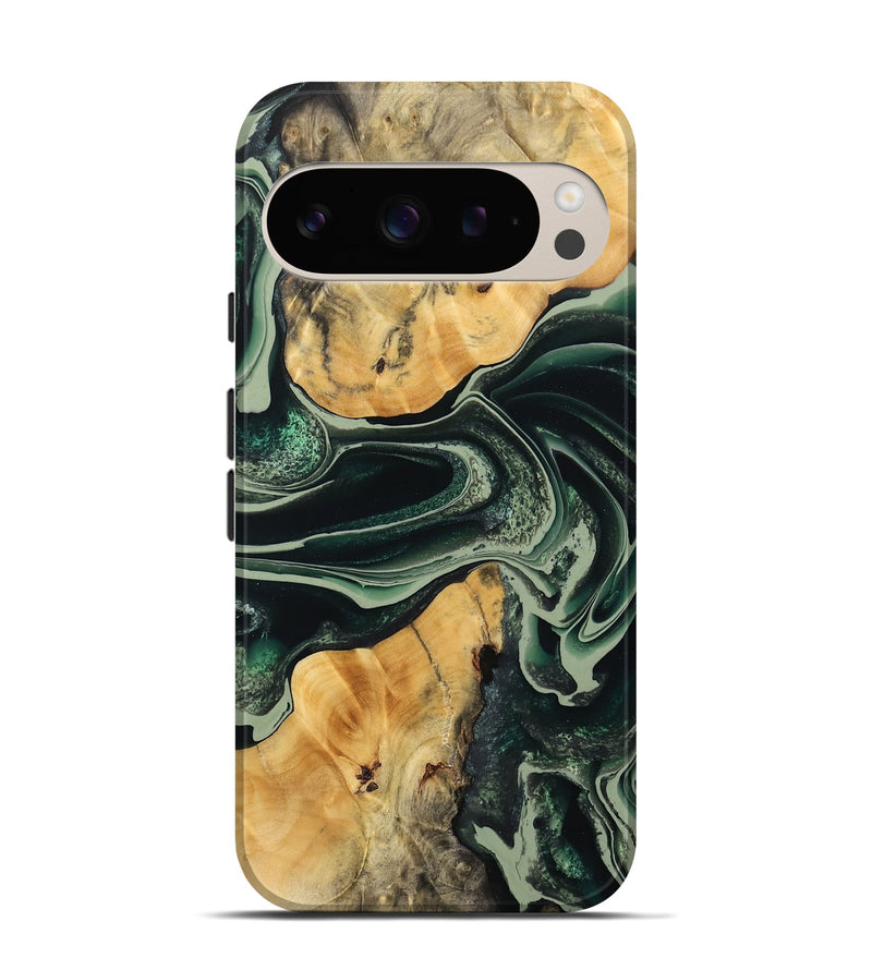 Pixel 9 Pro Wood Live Edge Phone Case - Cherey (Green, 734809)