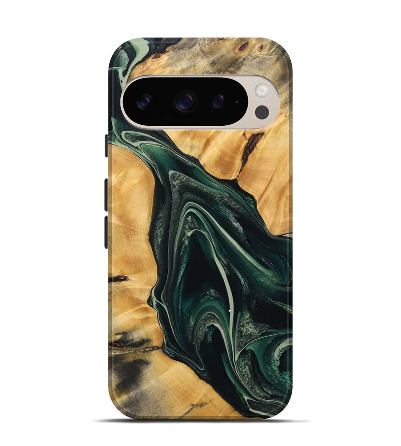 Pixel 9 Pro Wood Live Edge Phone Case - Horton (Green, 734813)