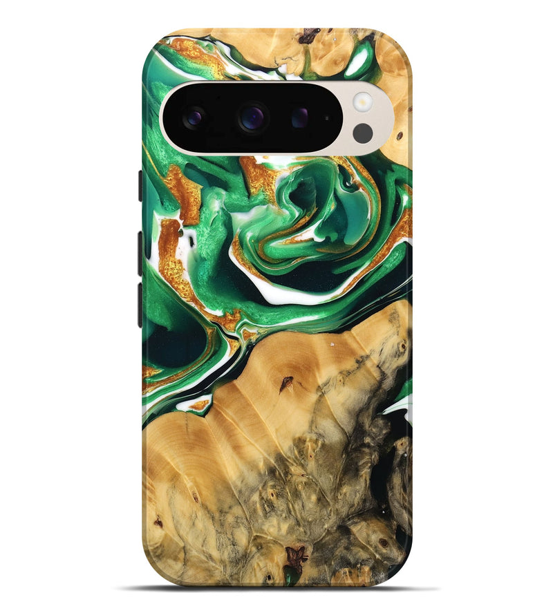 Pixel 9 Pro XL Wood Live Edge Phone Case - Ivory (Green, 734814)