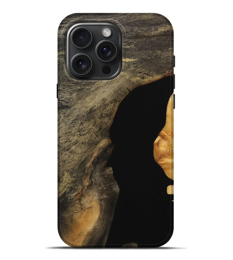 iPhone 16 Pro Max Wood Live Edge Phone Case - Wonda (Pure Black, 734841)