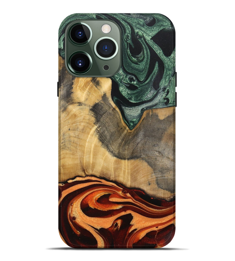 iPhone 13 Pro Max Wood Live Edge Phone Case - Chau (Green, 734882)