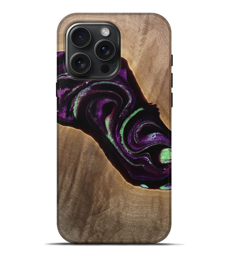 iPhone 16 Pro Max Wood Live Edge Phone Case - Grethel (Purple, 734890)