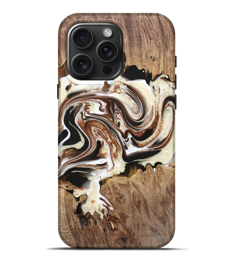 iPhone 16 Pro Max Wood Live Edge Phone Case - Jaiden (Black & White, 734903)