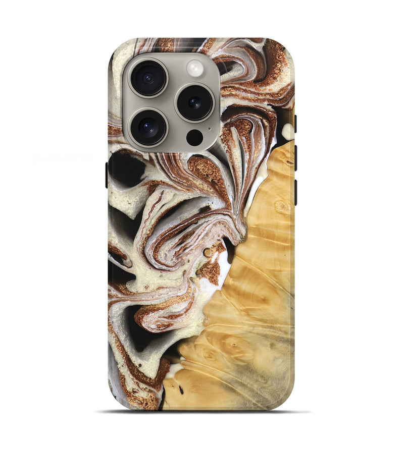 iPhone 16 Pro Wood Live Edge Phone Case - Burney (Black & White, 734904)