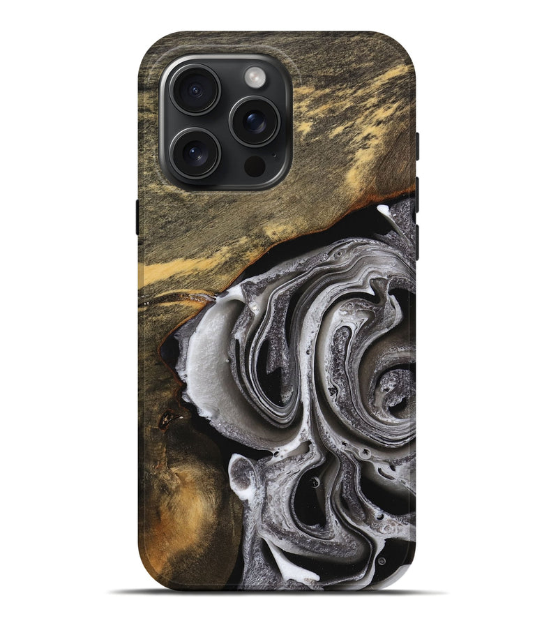 iPhone 16 Pro Max Wood Live Edge Phone Case - Milton (Black & White, 734905)