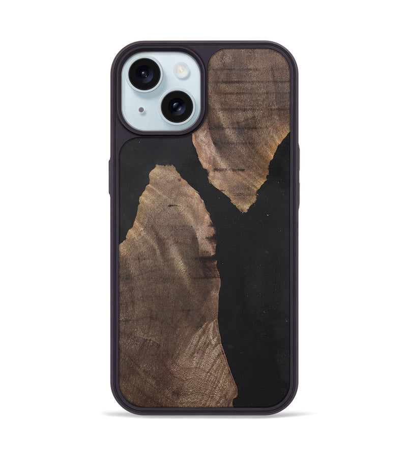 iPhone 15 Wood Phone Case - Yolande (Pure Black, 735243)