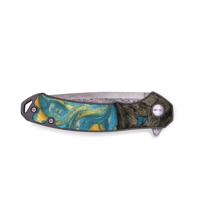 EDC Wood Pocket Knife - Robley (Teal & Gold, 735393)