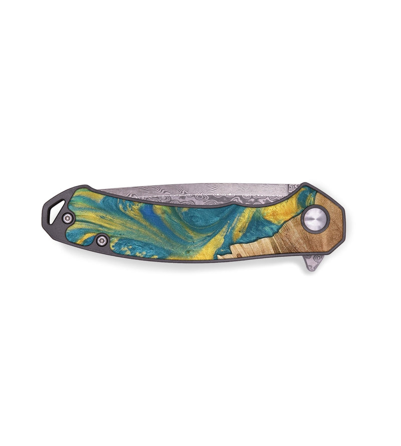EDC Wood Pocket Knife - Tito (Teal & Gold, 735406)