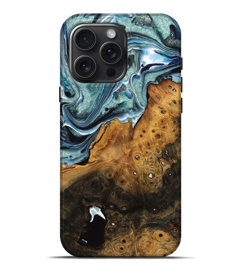 iPhone 16 Pro Max Wood Live Edge Phone Case - Brita (Blue, 735552)