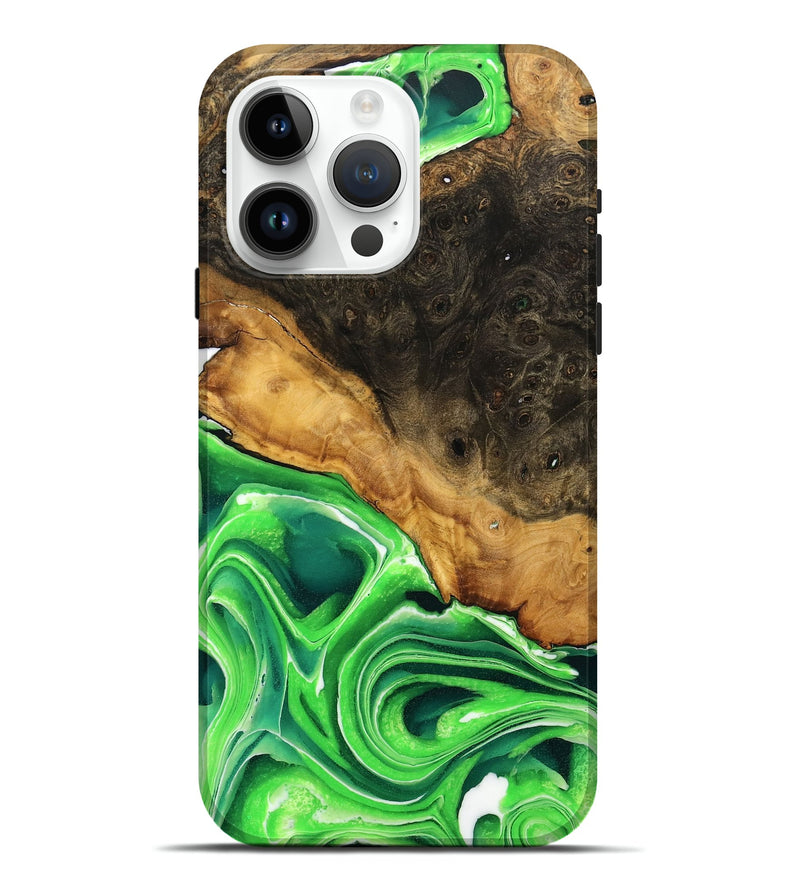 iPhone 15 Pro Max Wood Live Edge Phone Case - Amparo (Green, 735553)