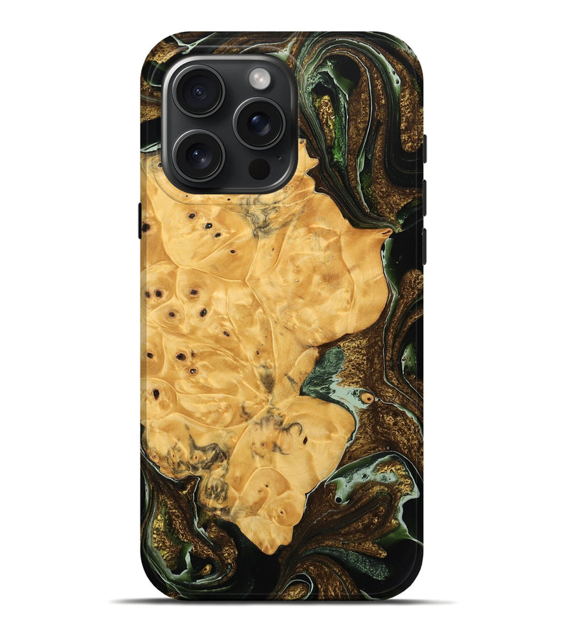 iPhone 16 Pro Max Wood Live Edge Phone Case - Tanhya (Green, 735557)