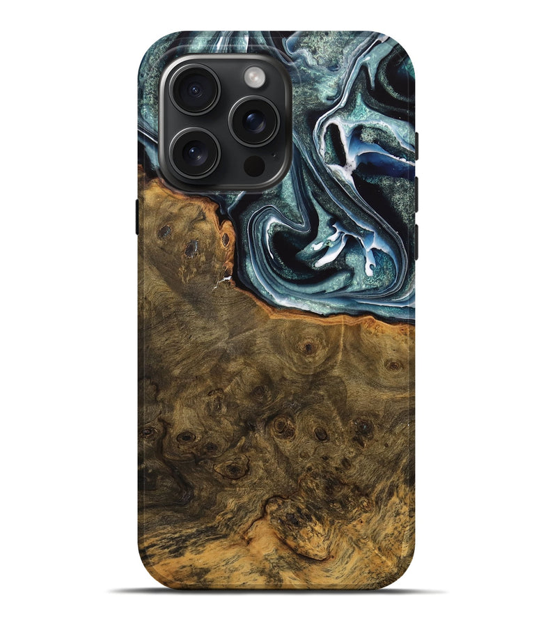 iPhone 16 Pro Max Wood Live Edge Phone Case - Annissa (Blue, 735559)