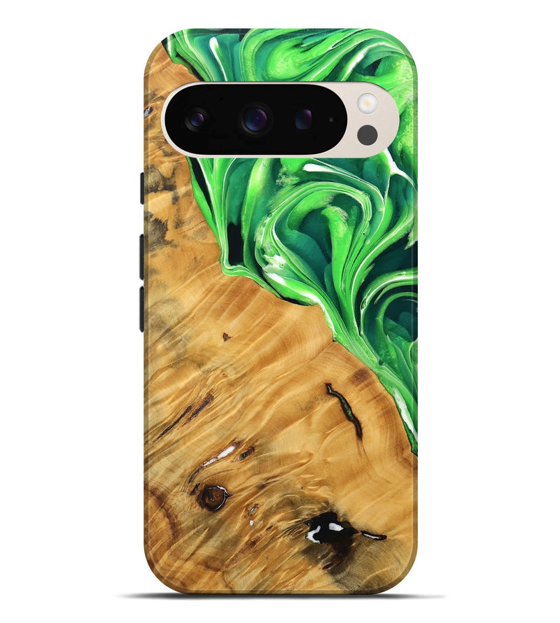 Pixel 9 Pro XL Wood Live Edge Phone Case - Adrian (Green, 735560)