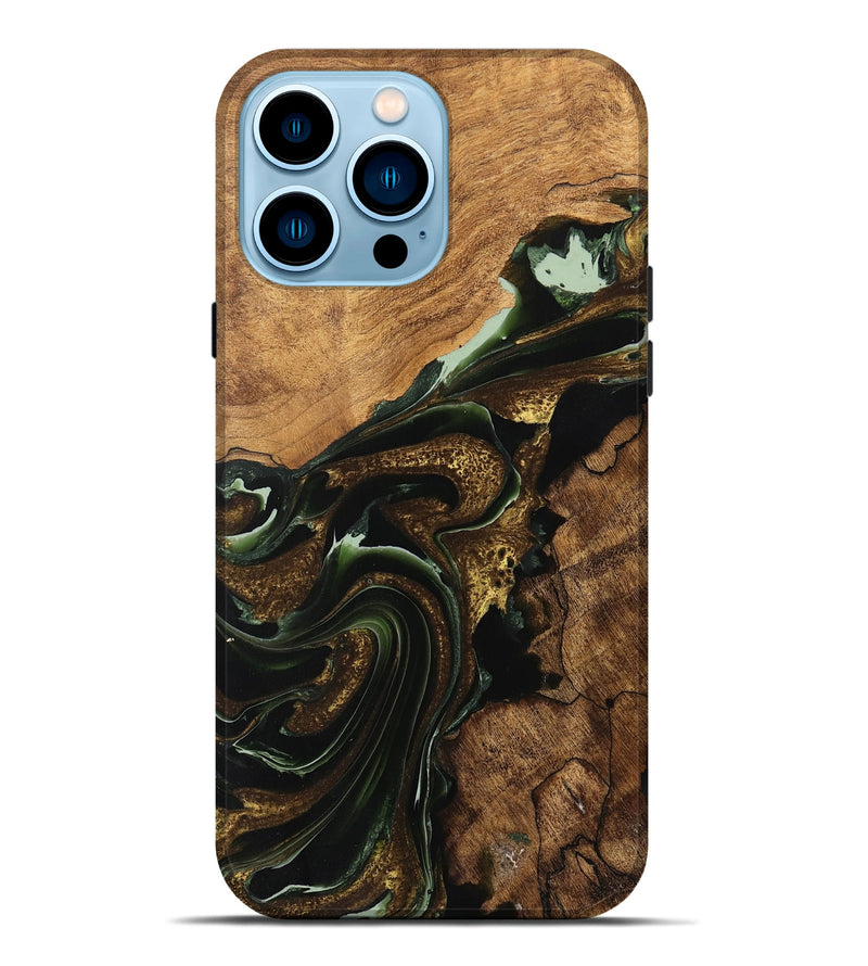 iPhone 14 Pro Max Wood Live Edge Phone Case - Lauree (Green, 735564)