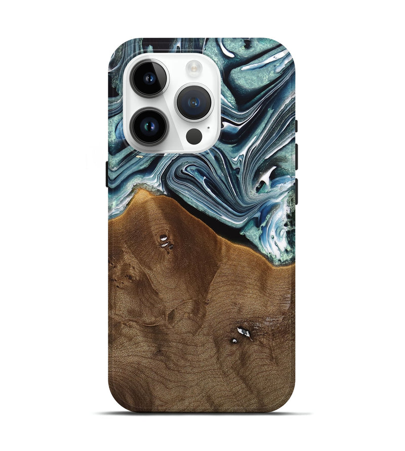 iPhone 15 Pro Wood Live Edge Phone Case - Babb (Blue, 735567)