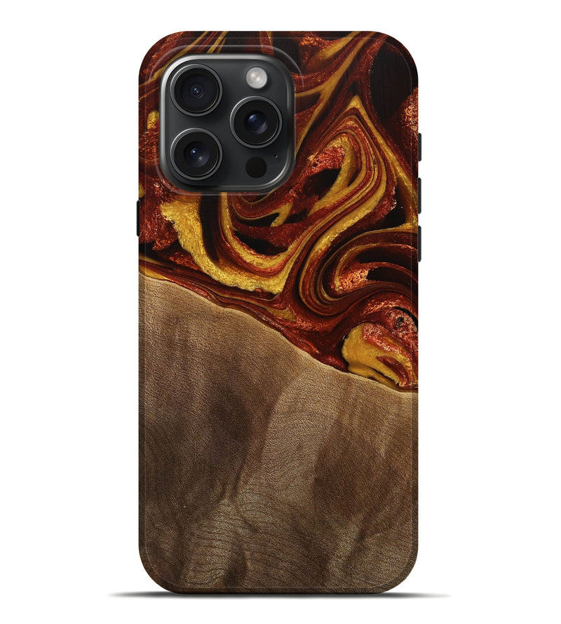 iPhone 16 Pro Max Wood Live Edge Phone Case - Inger (Red, 735611)