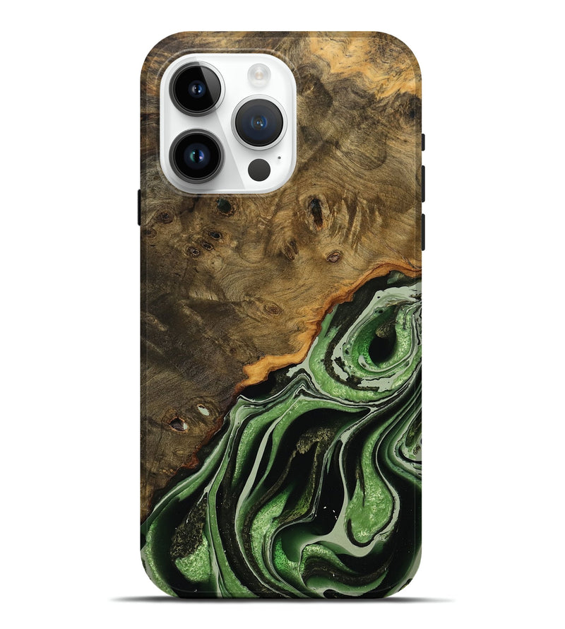 iPhone 15 Pro Max Wood Live Edge Phone Case - Jerald (Green, 735616)