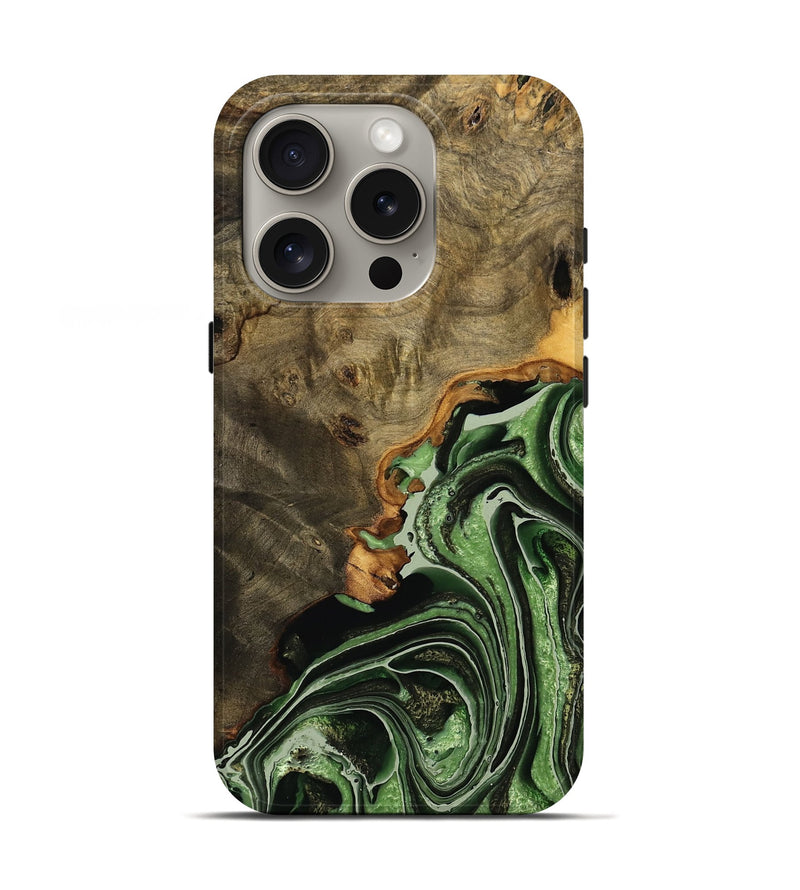 iPhone 16 Pro Wood Live Edge Phone Case - Mysore (Green, 735618)