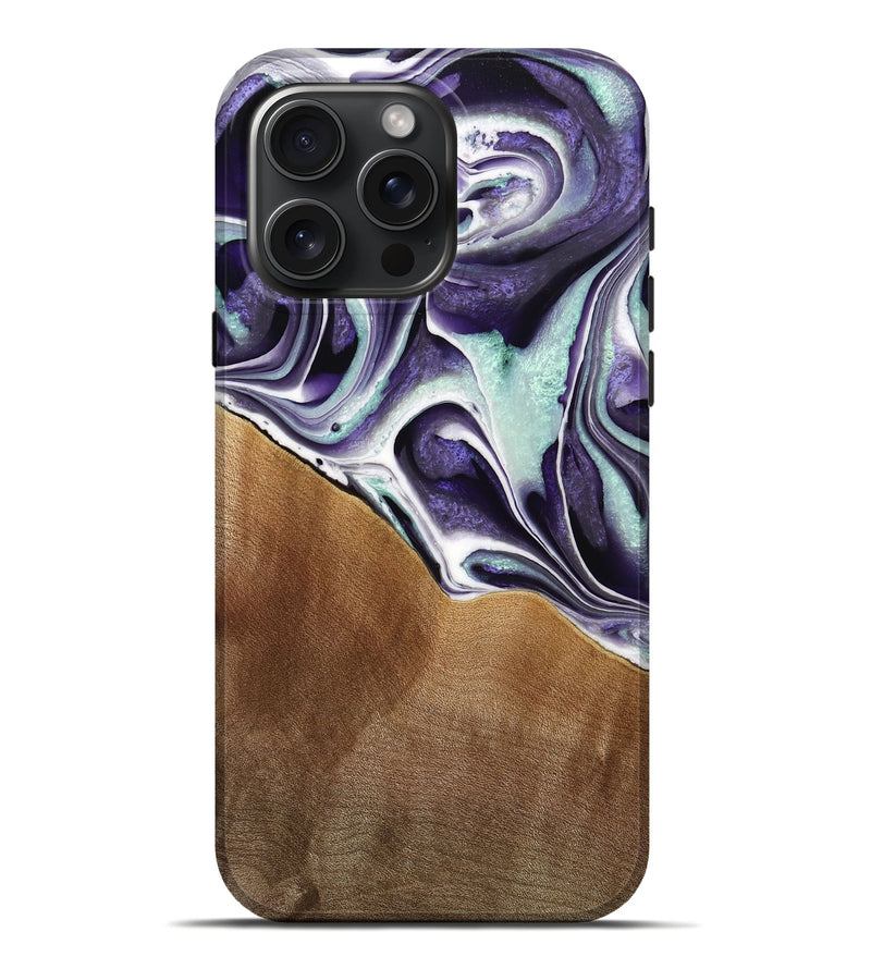 iPhone 16 Pro Max Wood Live Edge Phone Case - Josefa (Purple, 735620)