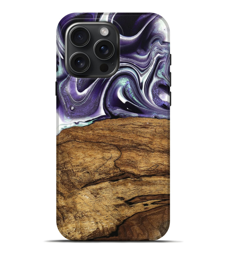 iPhone 16 Pro Max Wood Live Edge Phone Case - Ewing (Purple, 735621)