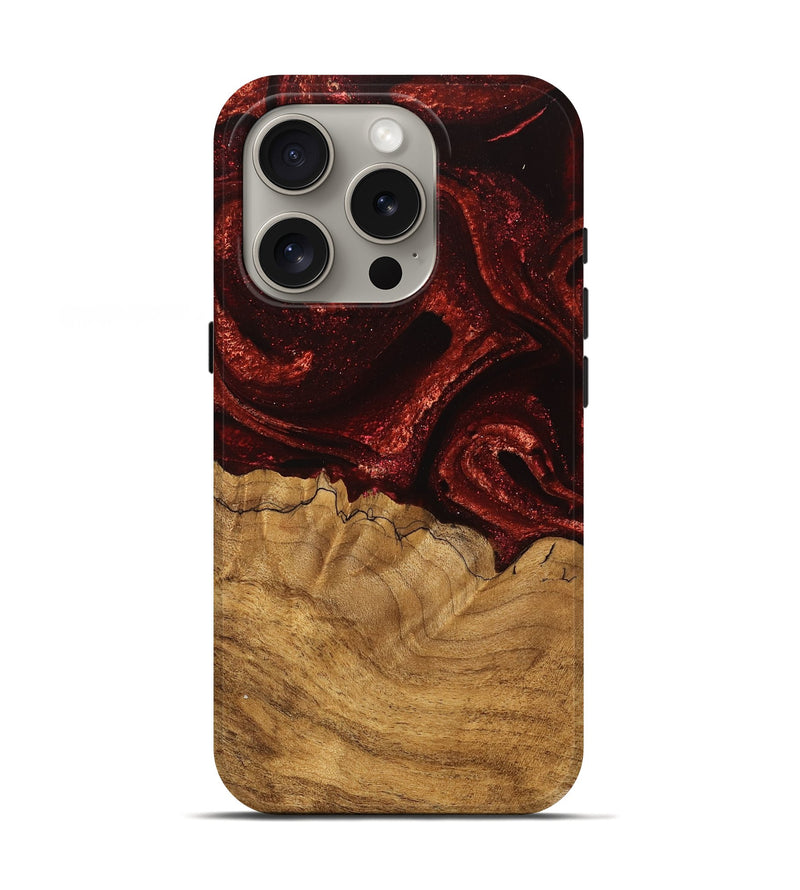 iPhone 16 Pro Wood Live Edge Phone Case - Jimmy (Red, 735623)