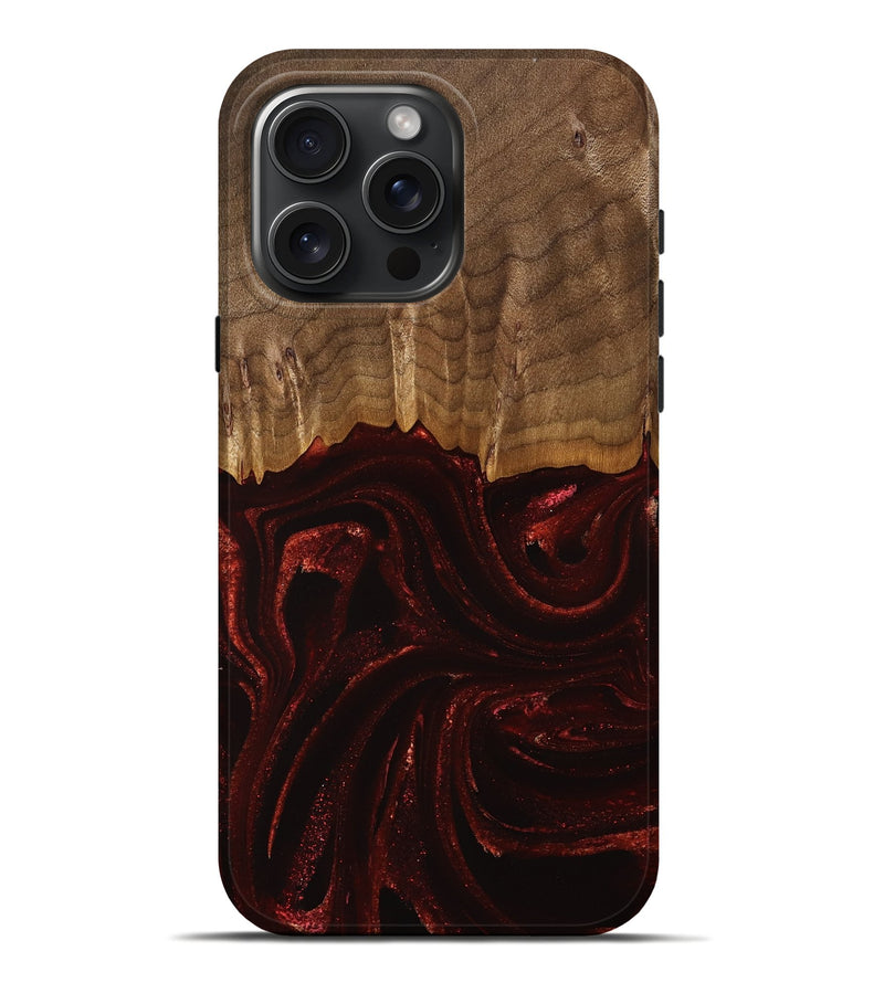 iPhone 16 Pro Max Wood Live Edge Phone Case - Taffy (Red, 735625)