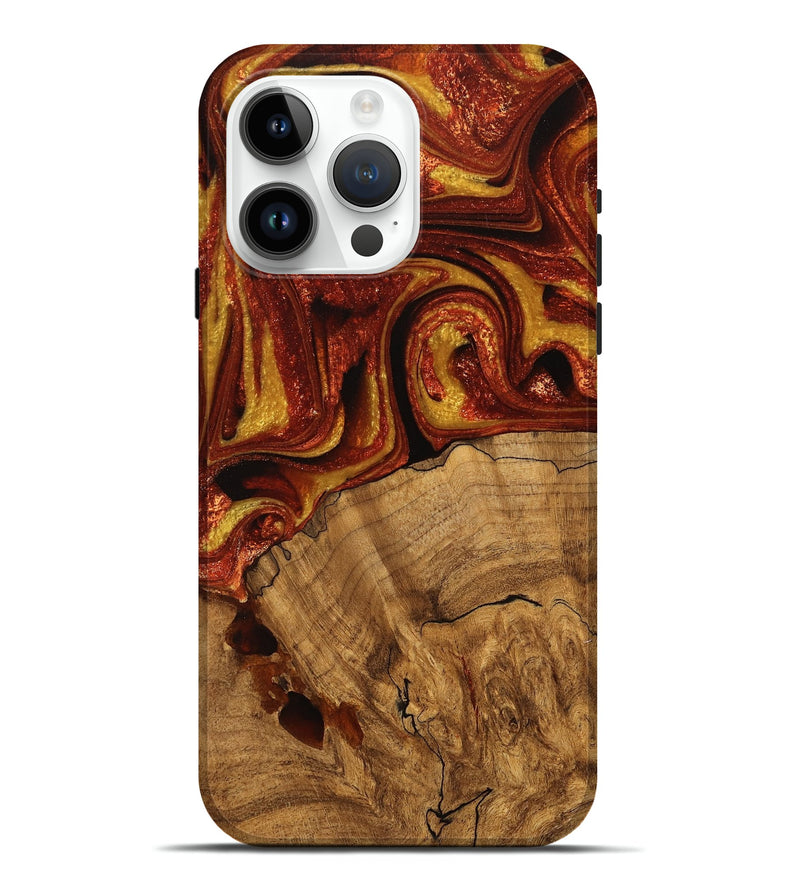iPhone 15 Pro Max Wood Live Edge Phone Case - Caryn (Red, 735626)