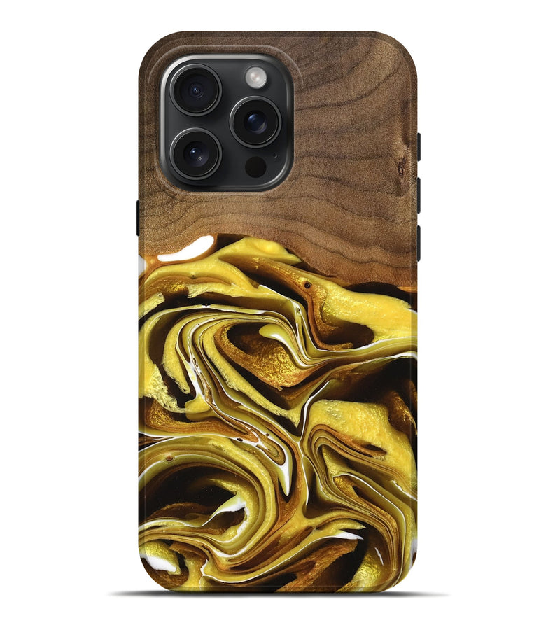 iPhone 16 Pro Max Wood Live Edge Phone Case - Open (Black & White, 735627)
