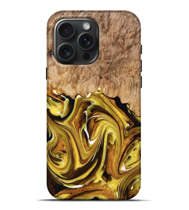 iPhone 16 Pro Max Wood Live Edge Phone Case - Champ (Black & White, 735629)