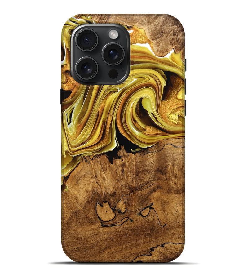 iPhone 16 Pro Max Wood Live Edge Phone Case - Skylar (Black & White, 735630)
