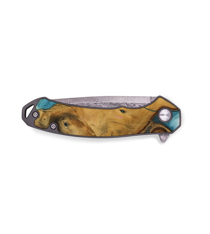 EDC Wood Pocket Knife - Myah (Teal & Gold, 735932)