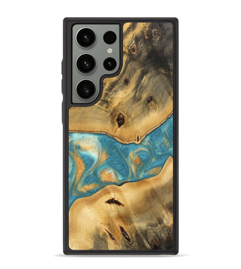 Galaxy S23 Ultra Wood Phone Case - Miracle (Teal & Gold, 735952)