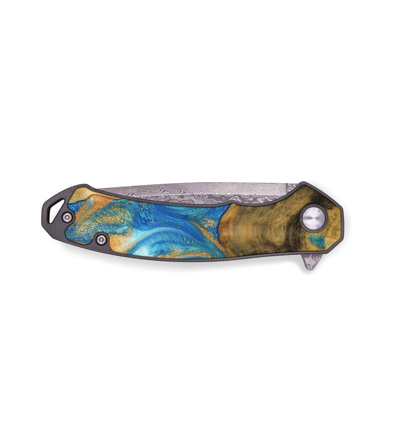 EDC Wood Pocket Knife - Julieta (Teal & Gold, 736213)