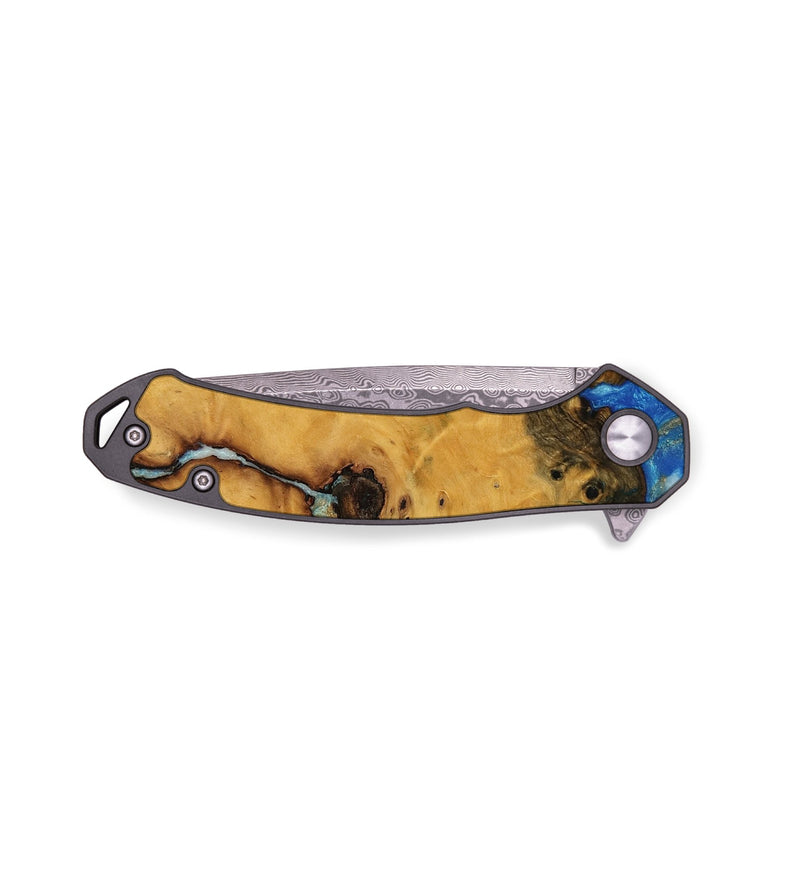EDC Wood Pocket Knife - Violeta (Teal & Gold, 736260)