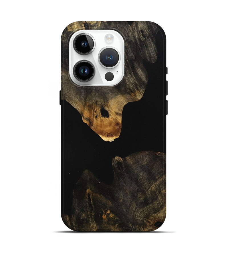 iPhone 15 Pro Wood Live Edge Phone Case - Audrina (Pure Black, 736351)
