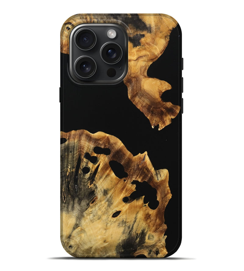 iPhone 16 Pro Max Wood Live Edge Phone Case - Perry (Pure Black, 736357)