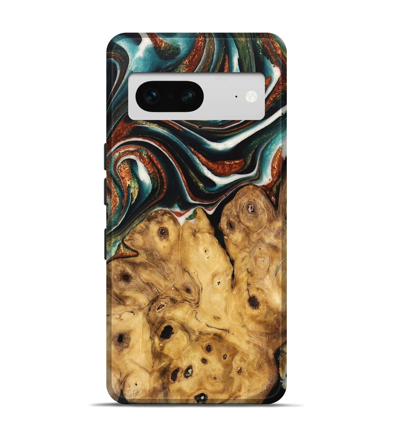 Pixel 7 Wood Live Edge Phone Case - Kortney (Teal & Gold, 736362)