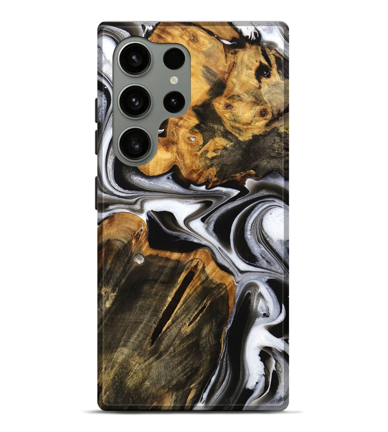 Galaxy S24 Ultra Wood Live Edge Phone Case - Sharyn (Black & White, 736370)
