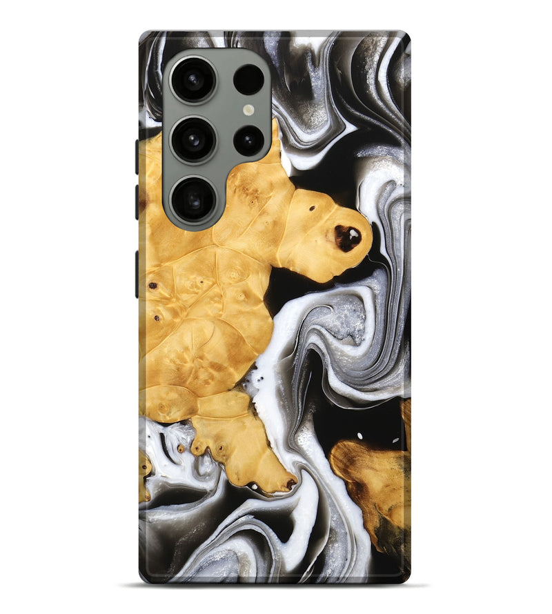 Galaxy S23 Ultra Wood Live Edge Phone Case - Ashlen (Black & White, 736371)