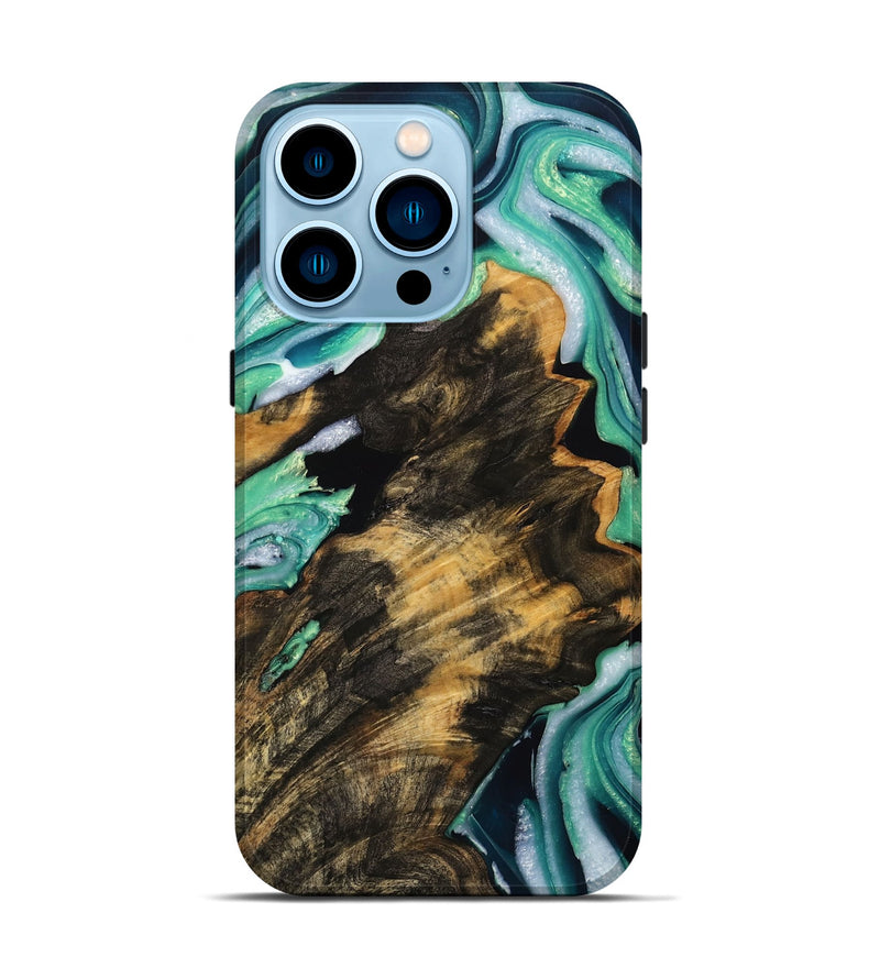 iPhone 14 Pro Wood Live Edge Phone Case - Luelle (Blue, 736372)