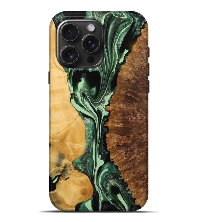 iPhone 16 Pro Max Wood Live Edge Phone Case - Aisha (Green, 736373)
