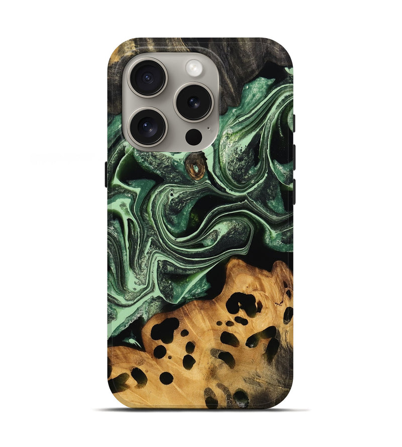 iPhone 16 Pro Wood Live Edge Phone Case - Corilla (Green, 736375)