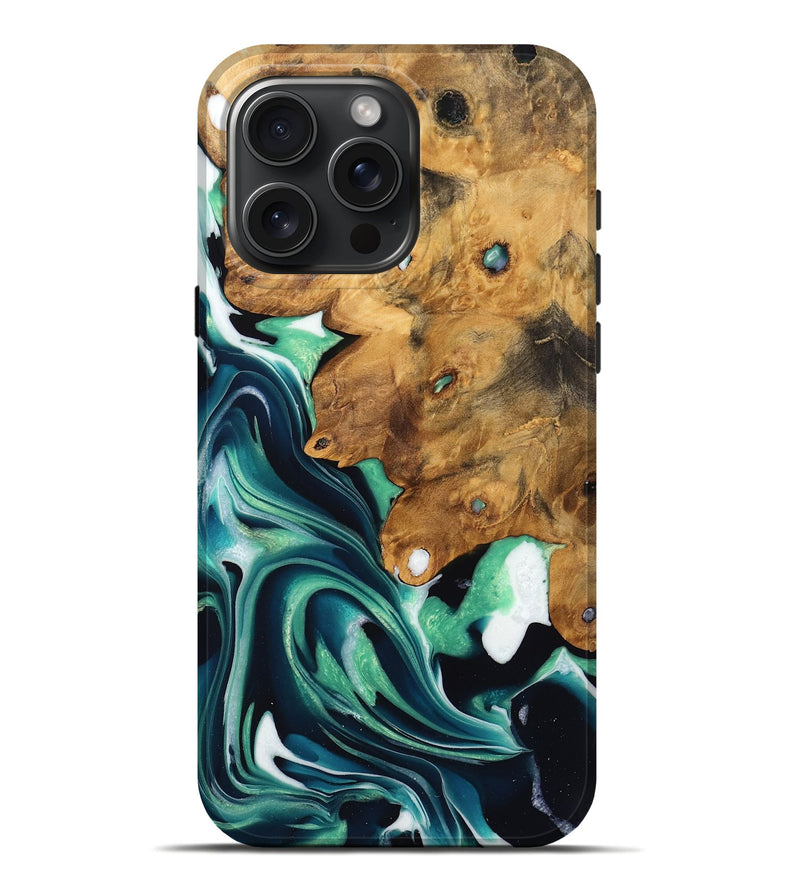 iPhone 16 Pro Max Wood Live Edge Phone Case - Becca (Blue, 736376)