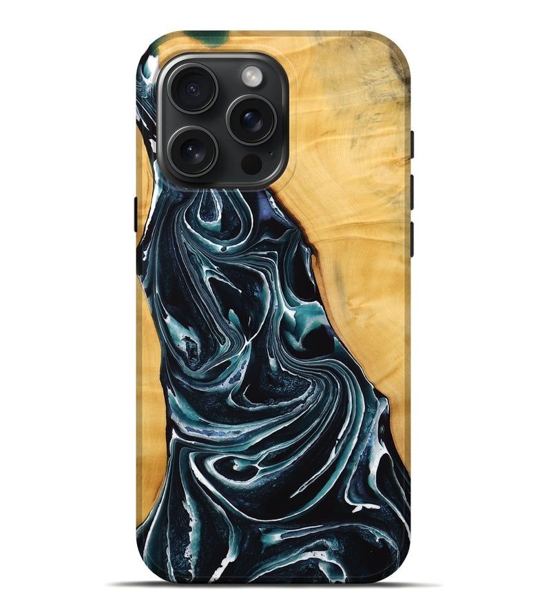 iPhone 16 Pro Max Wood Live Edge Phone Case - Tesa (Blue, 736382)