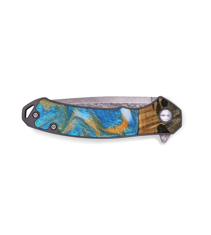 EDC Wood Pocket Knife - Karole (Teal & Gold, 736413)