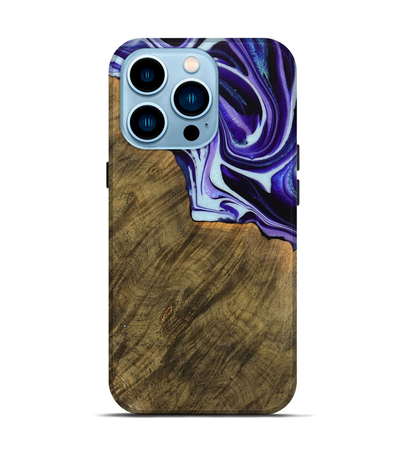 iPhone 14 Pro Wood Live Edge Phone Case - Chery (Purple, 736508)