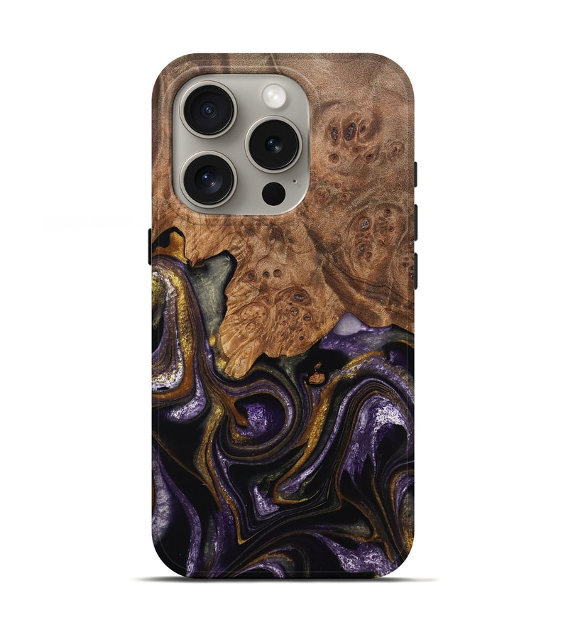 iPhone 16 Pro Wood Live Edge Phone Case - Idris (Purple, 736510)