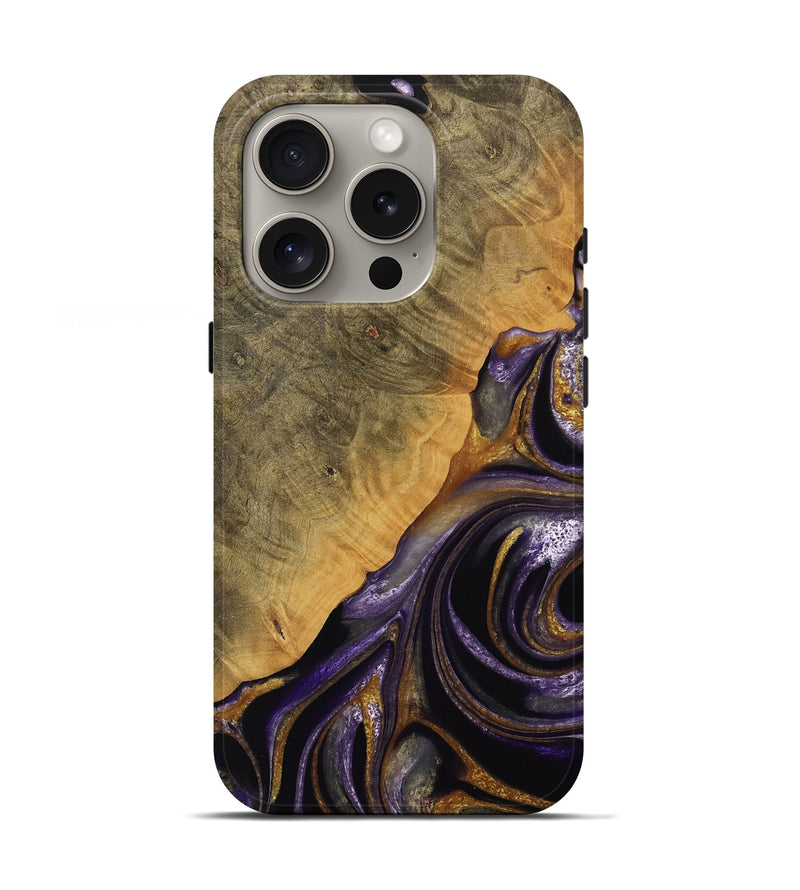 iPhone 16 Pro Wood Live Edge Phone Case - Penang (Purple, 736517)
